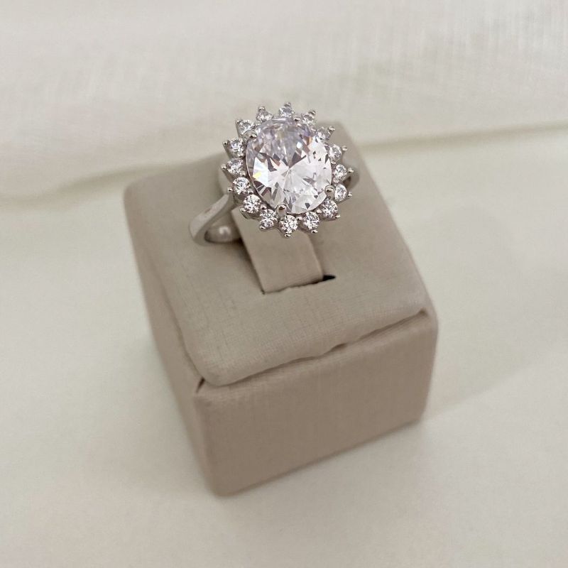 Anel Prata Pedra Cristal Cravejado