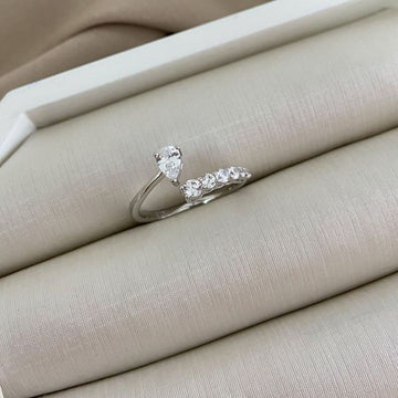 Anel Prata Gota Cristal 6 Pedra 4mm