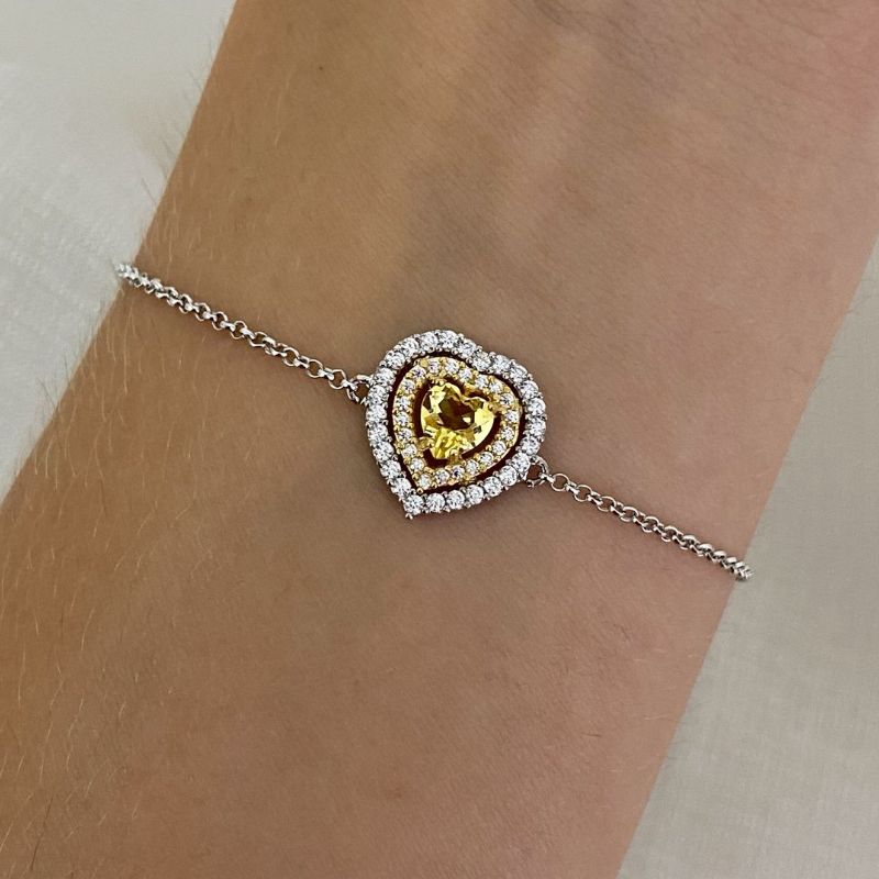 Pulseira Prata Coração 5mm 16cm