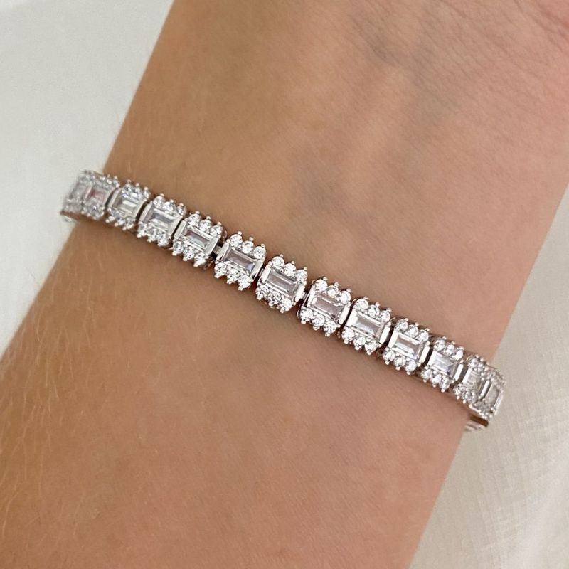 Pulseira Prata em Pedras Cristais Cravejada