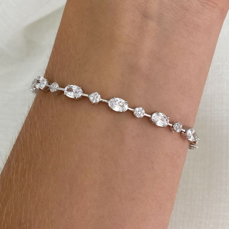 Pulseira Prata em Pedras 17cm 4.6mm