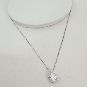 Gargantilha Prata Gota Cravejada 45cm