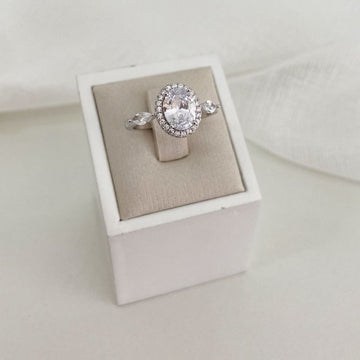 Anel Prata Pedra Cristal Cravejado