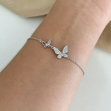Pulseira Prata 2 Borboletas Crav/Lisa