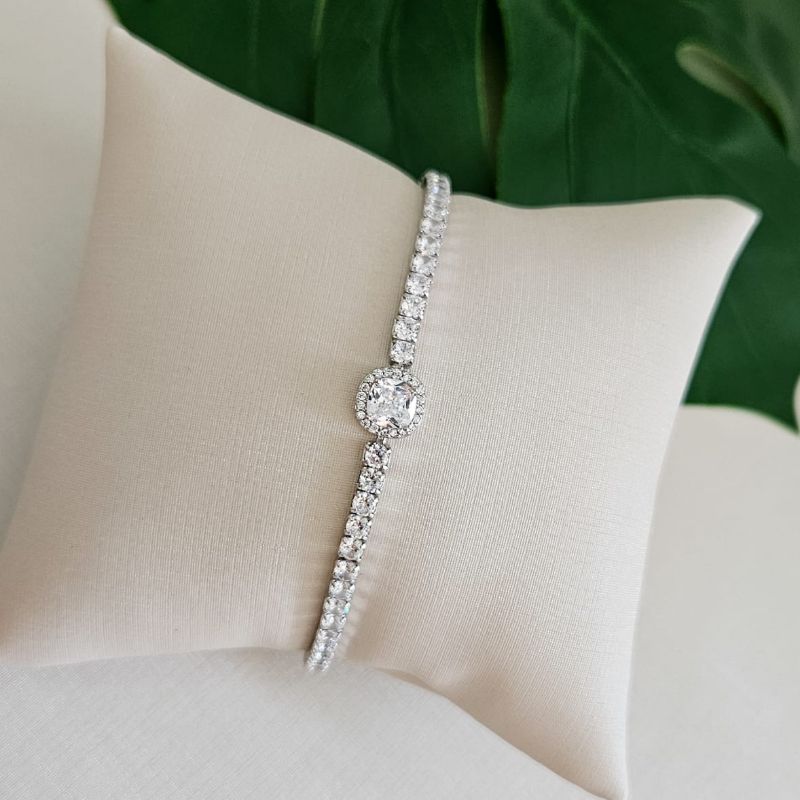 Pulseira Prata Riviera Pedra Cravejada