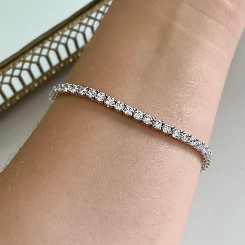 Pulseira Prata Riviera Cristal 20cm