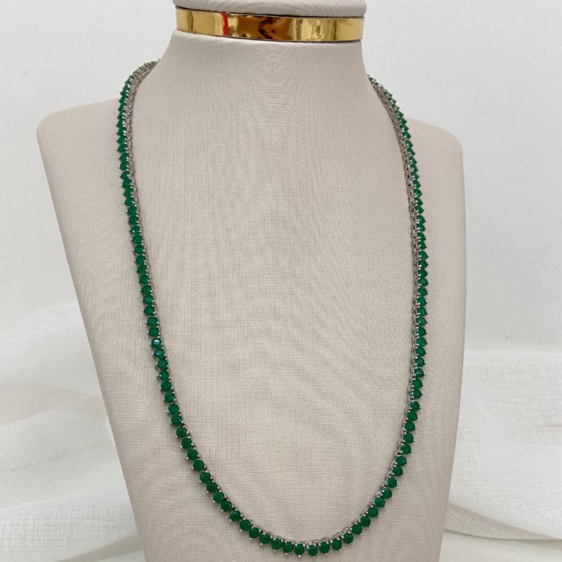 Gargantilha Prata Riviera Verde 3g 45cm 3mm