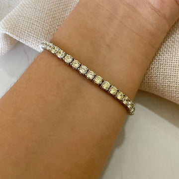 Pulseira Prata Riviera Amarela 17cm 4mm