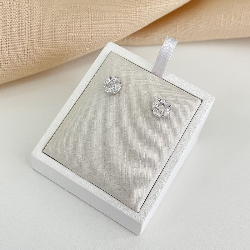 Brinco Prata Pedra Pizza Moissanite