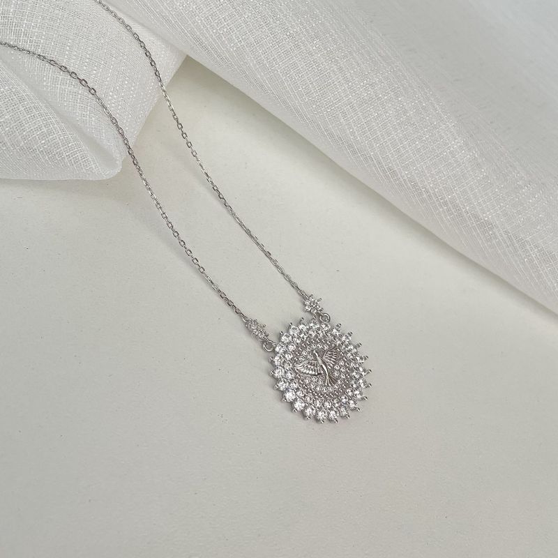 Gargantilha Prata Divino Cravejado 2 Flores