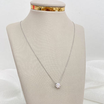 Gargantilha Prata Ponto de Luz Cristal Moissanite