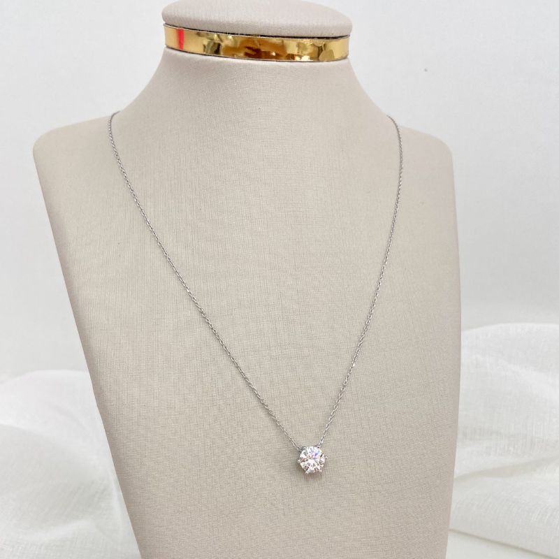 Gargantilha Prata Ponto de Luz Cristal Moissanite