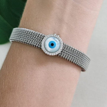 Pingente Prata Pulseira Olho Grego