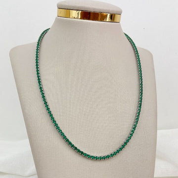 Gargantilha Prata Riviera Verde 2mm 40cm