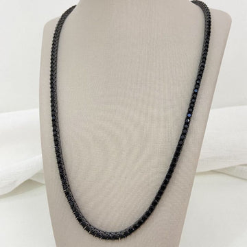 Gargantilha Prata Riviera Preta 50cm