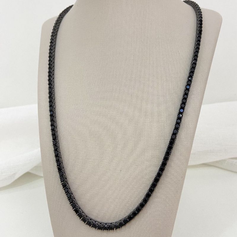 Gargantilha Prata Riviera Preta 50cm