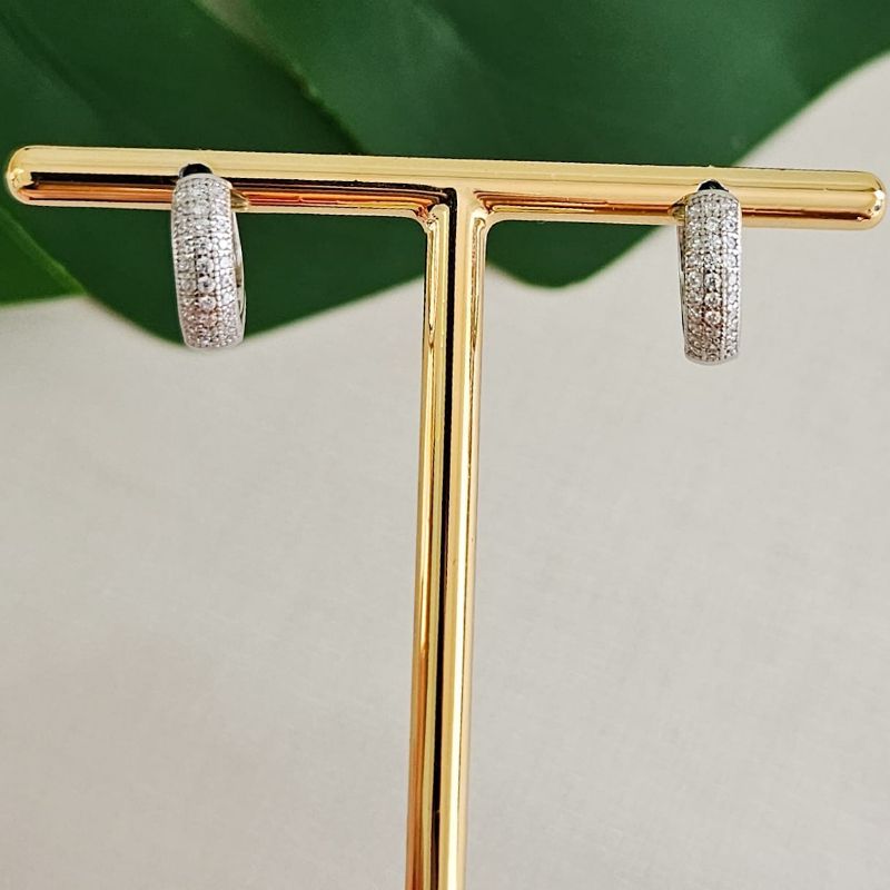 Argola Prata Cravejada