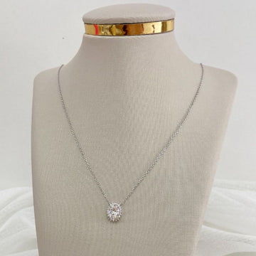 Gargantilha Prata Pedra Cristal 6.8 Mm Moissanite