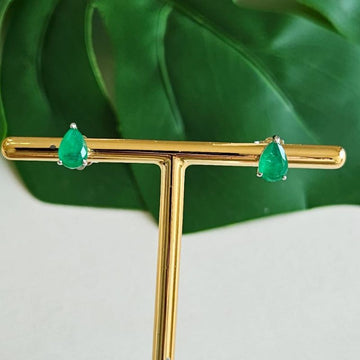 Brinco Prata Gota Verde Escuro