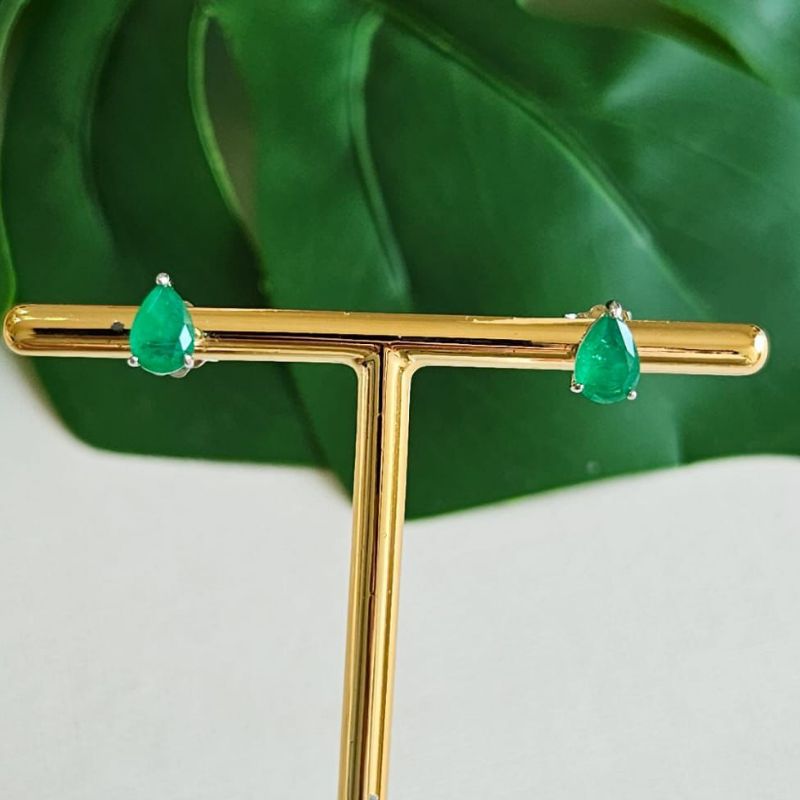 Brinco Prata Gota Verde Escuro
