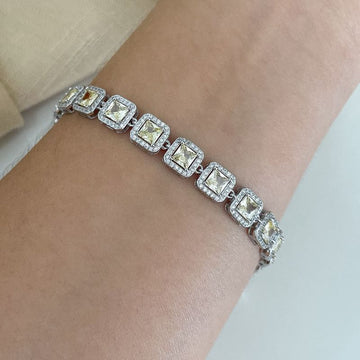 Pulseira Prata Pedra Quad Cravejada