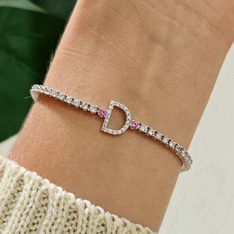 Pulseira Prata Riviera Letra D