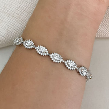Pulseira Prata Pedra Cristal Cravejada