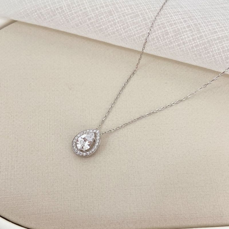 Gargantilha Prata Gota Cristal 1f 5mm 45cm