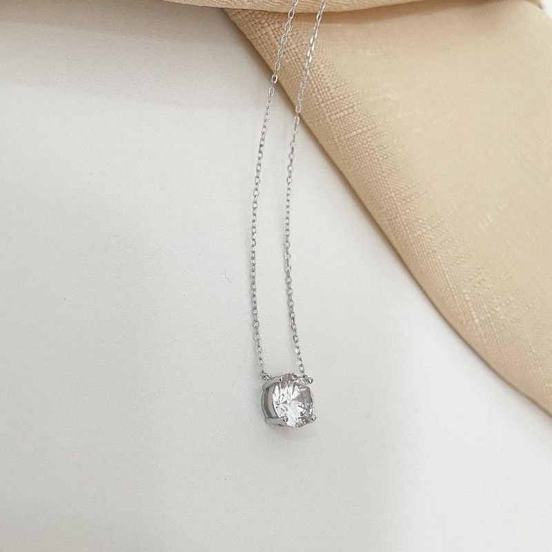 Gargantilha Prata Ponto de Luz Cristal 10mm