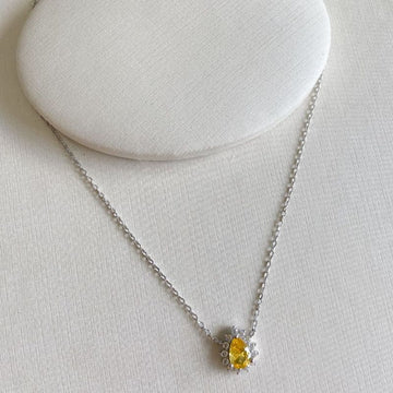 Gargantilha Prata Gota Amarela Cravejada