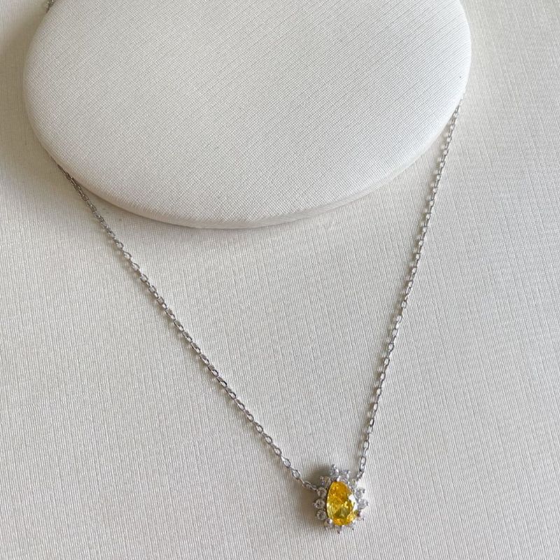 Gargantilha Prata Gota Amarela Cravejada