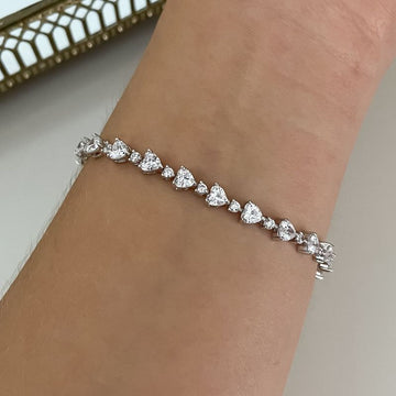 Pulseira Prata Riviera Coração Pedra