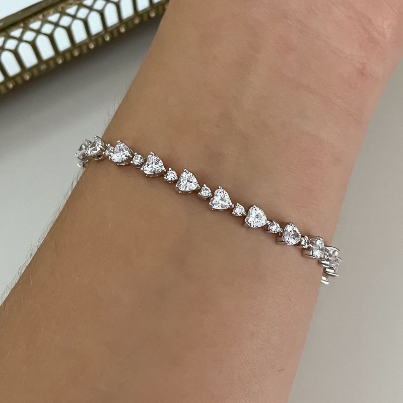 Pulseira Prata Riviera Coração Pedra