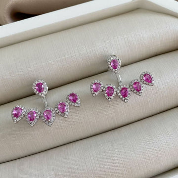 Brinco Prata 6p Rosa Cravejada