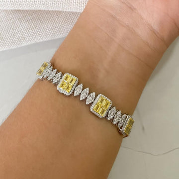 Pulseira Prata Pedra Amarela Cristal