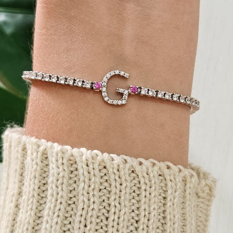 Pulseira Prata Riviera Letra G