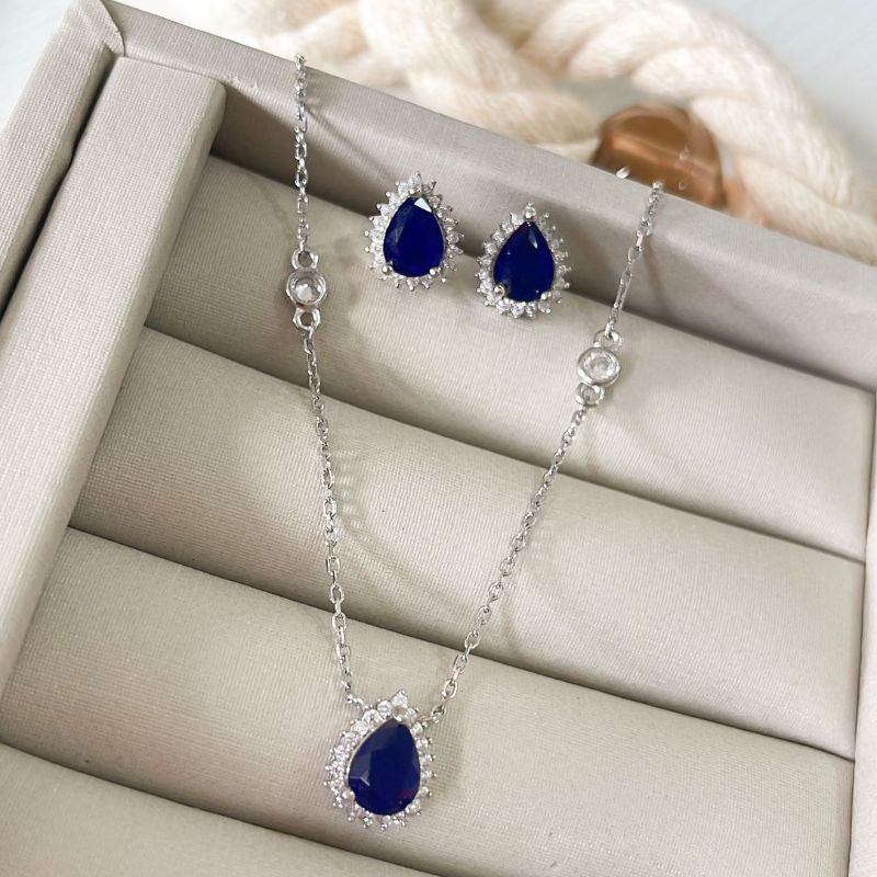 Conjunto Prata Pedra Cravejada