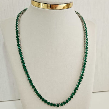 Gargantilha Prata Riviera Verde 42cm
