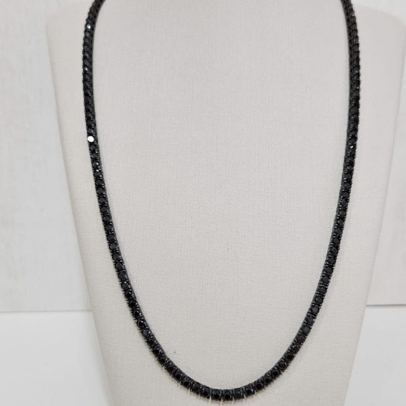 Gargantilha Prata Riviera Preta 50cm