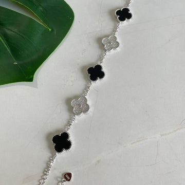 Pulseira Prata Virginia Cravejada Preta