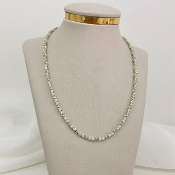 Gargantilha Prata em Pedras Cristais 3mm 40cm