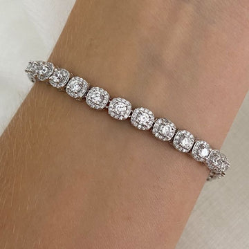 Pulseira Prata Riviera em Pedras Cravejada Cristais