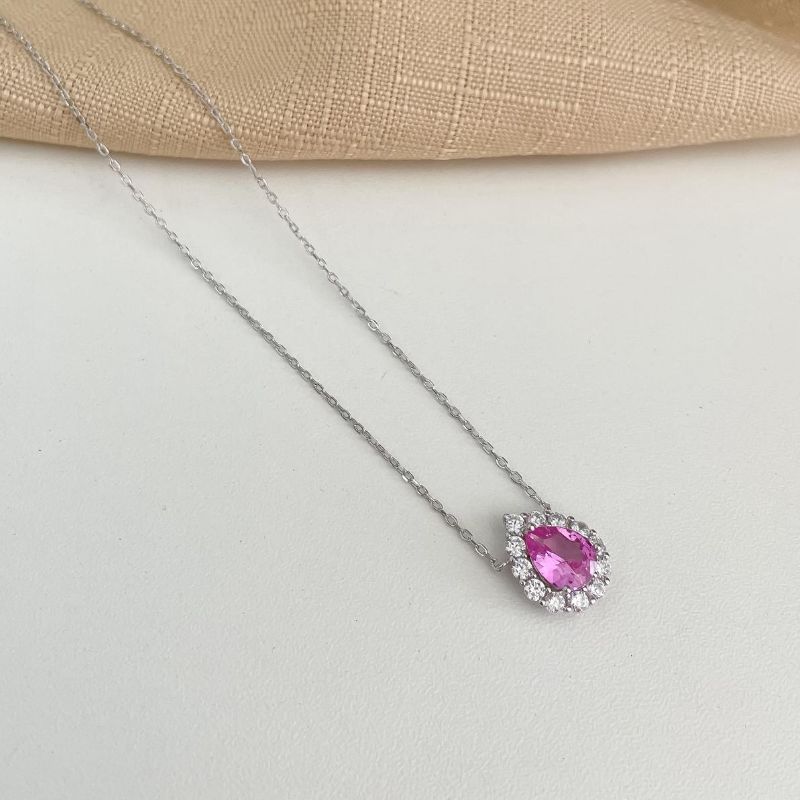 Gargantilha Prata Gota em Pedras