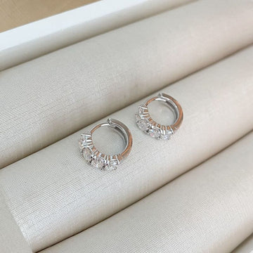 Argola Prata 4p Cristal 3.4mm Moissanite