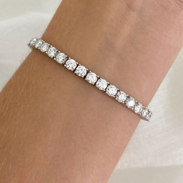 Pulseira Prata Riviera Cristal 4g 17cm 4mm Moissanite