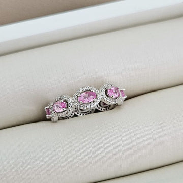 Anel Prata Pdr Rosa Cravejado