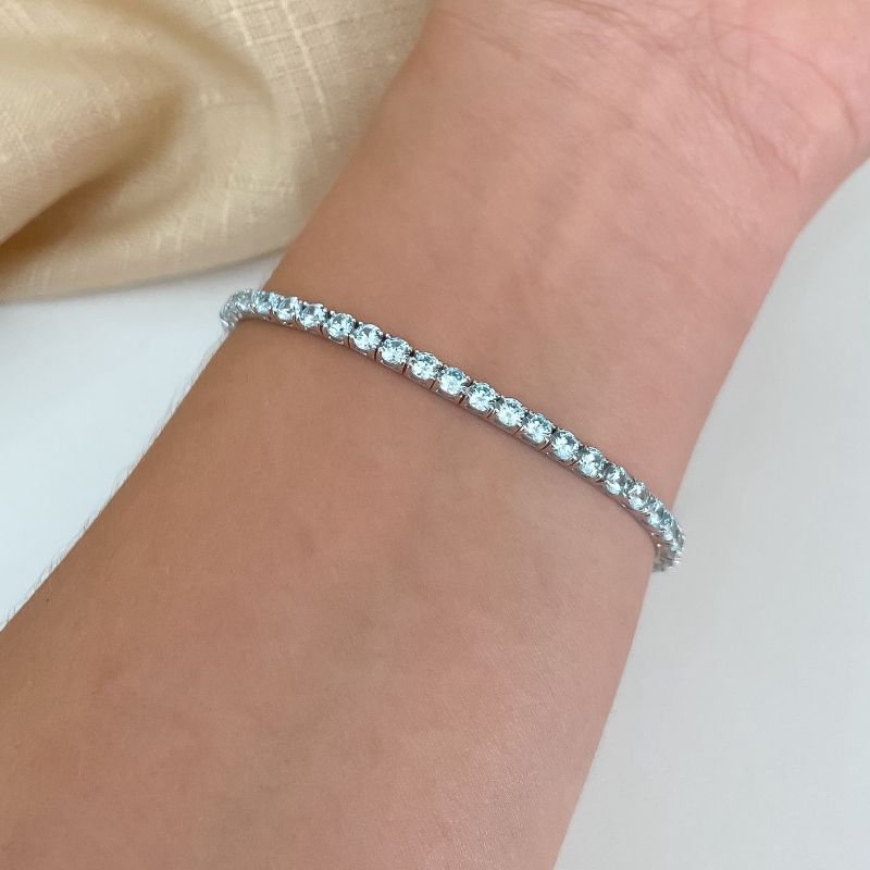 Pulseira Prata Riviera Azul 3mm 17cm