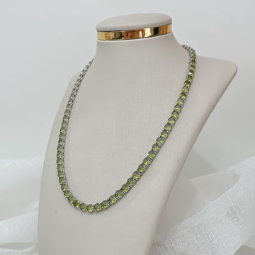 Gargantilha Prata Riviera Verde 42cm 5mm