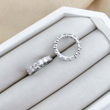 Anel Prata Aliança 4mm Moissanite