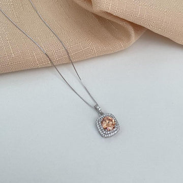 Gargantilha Prata Pedra Ambar Claro